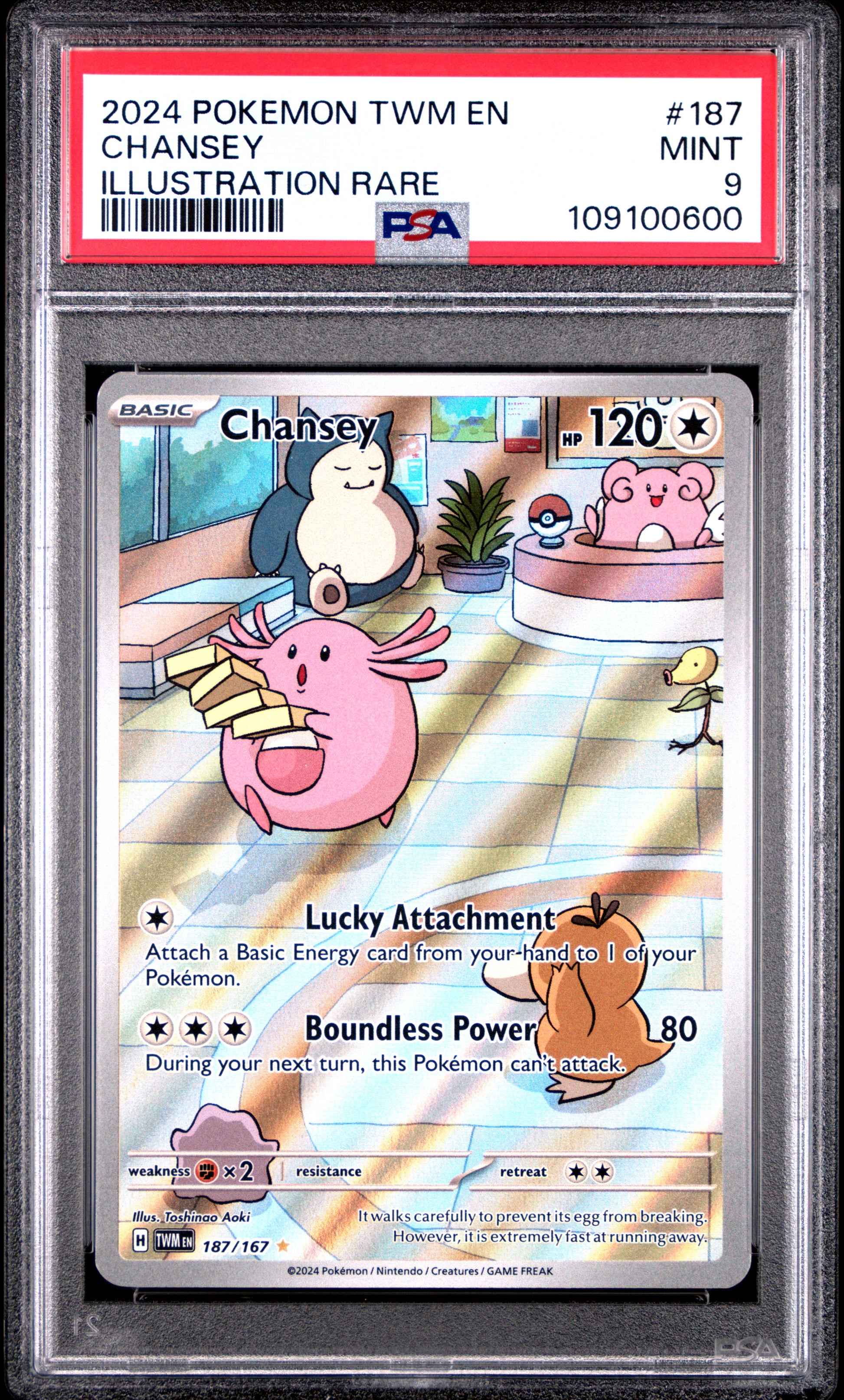 Chansey 187 Twilight Masquerade PSA 9 voorkant