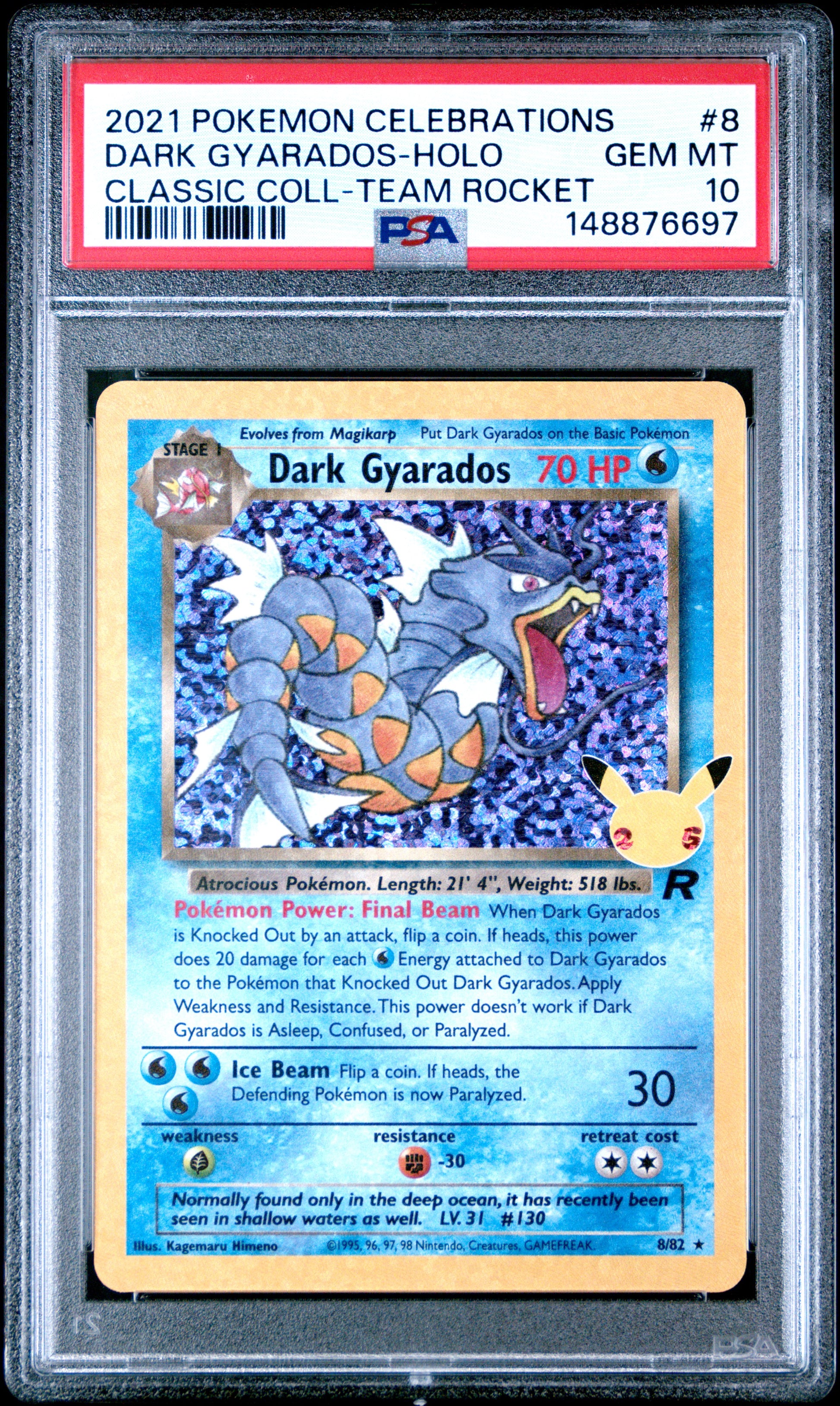 Dark Gyarados Celebrations PSA 10 voorkant