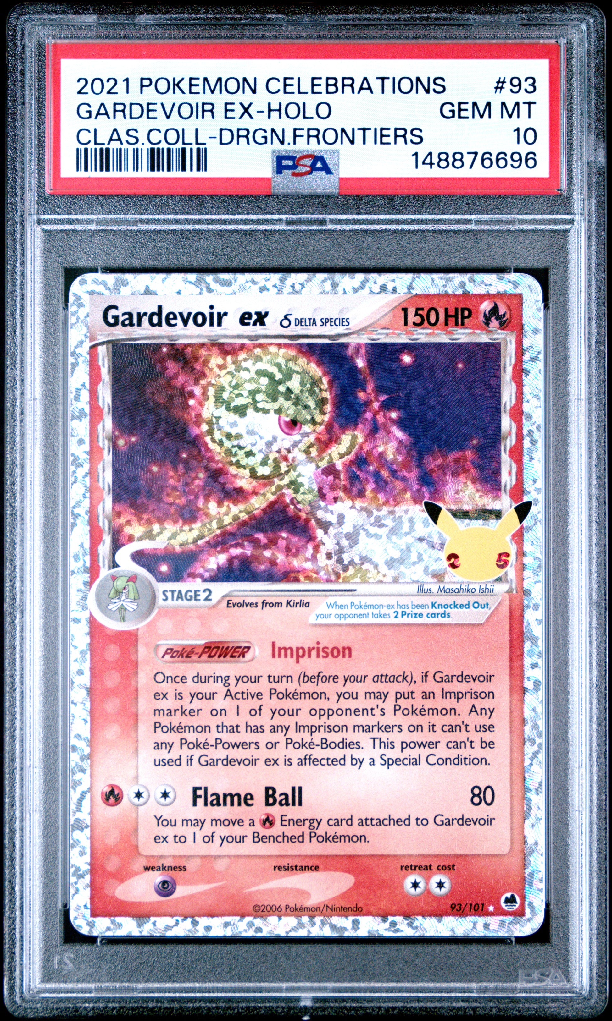 Gardevoir 93 Celebrations PSA 10 voorkant