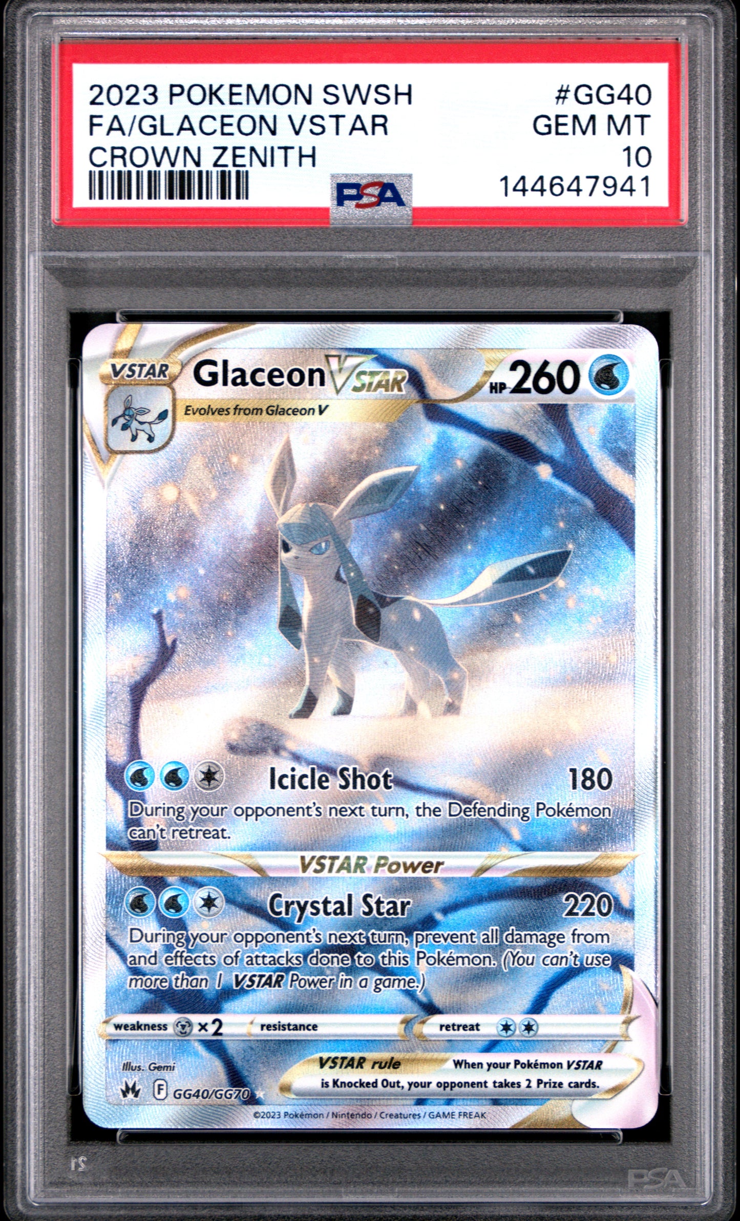 Glaceon Vstar GG40 PSA 10
