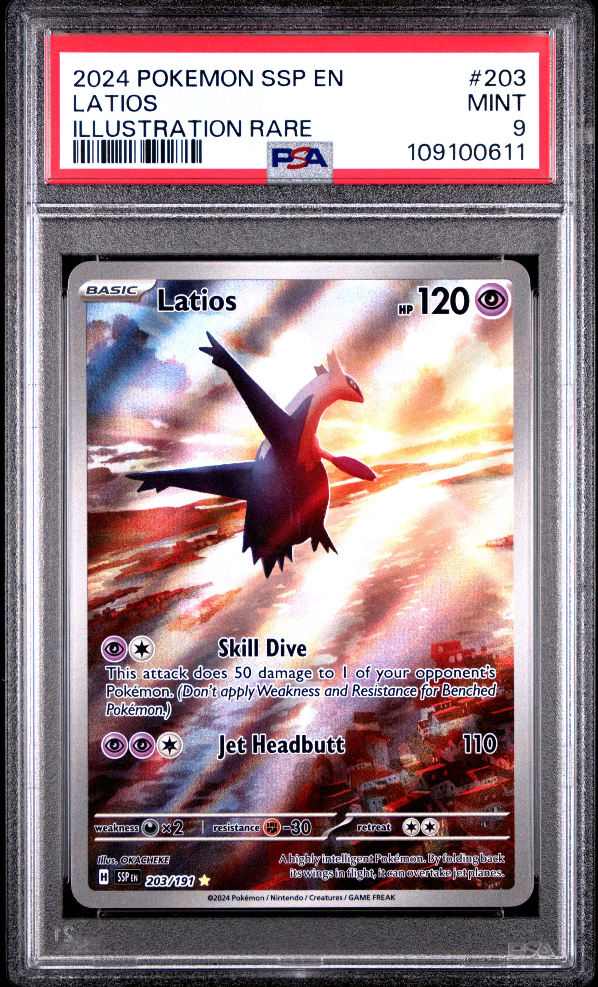 Latios 203 Surging Sparks PSA 9 voorkant