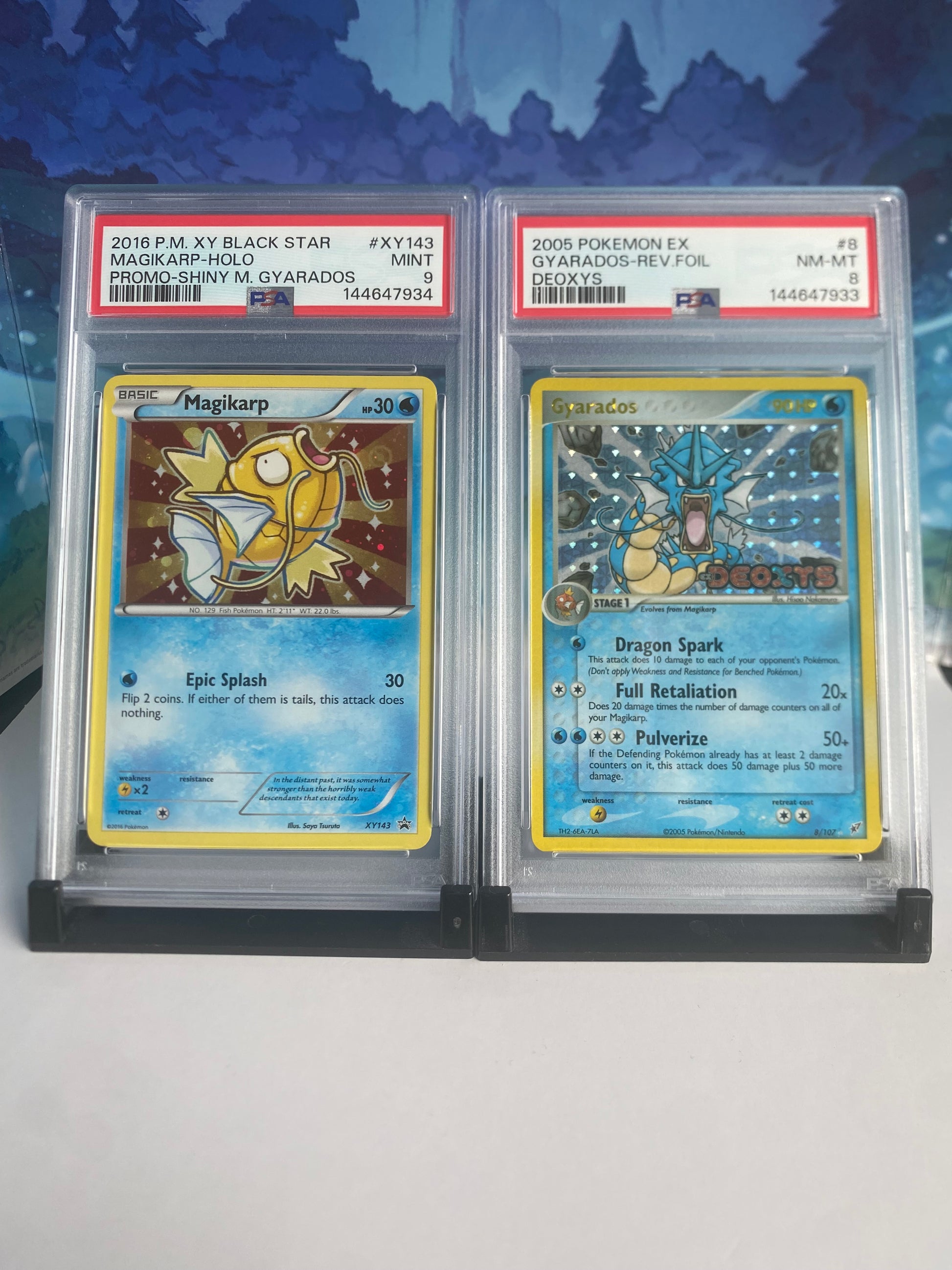Magikarp XY143 PSA 9 & Gyarados 8 Deoxys Reverse Sealed Collector 