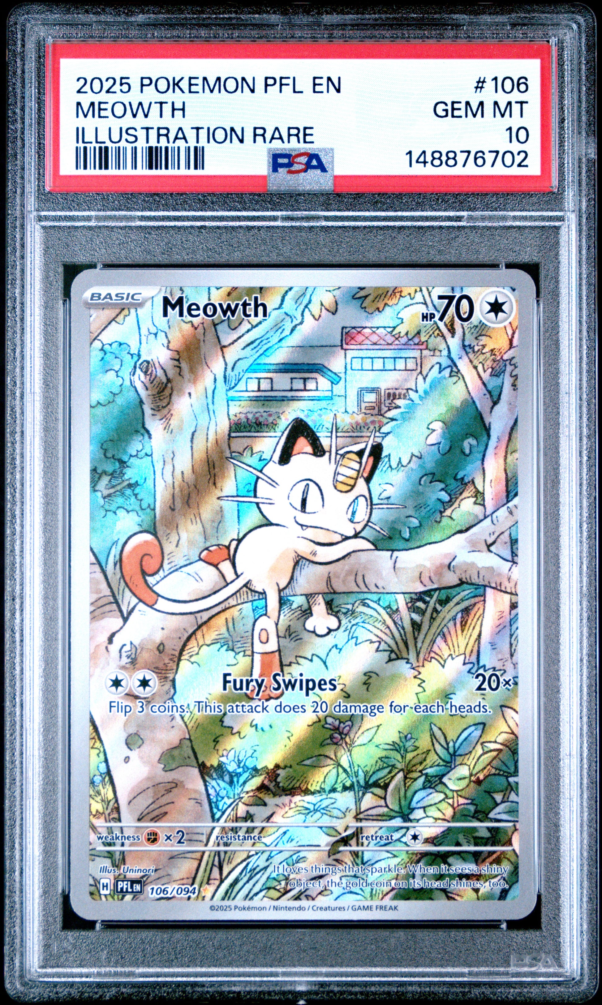 Meowth 106 PSA 10 voorkant
