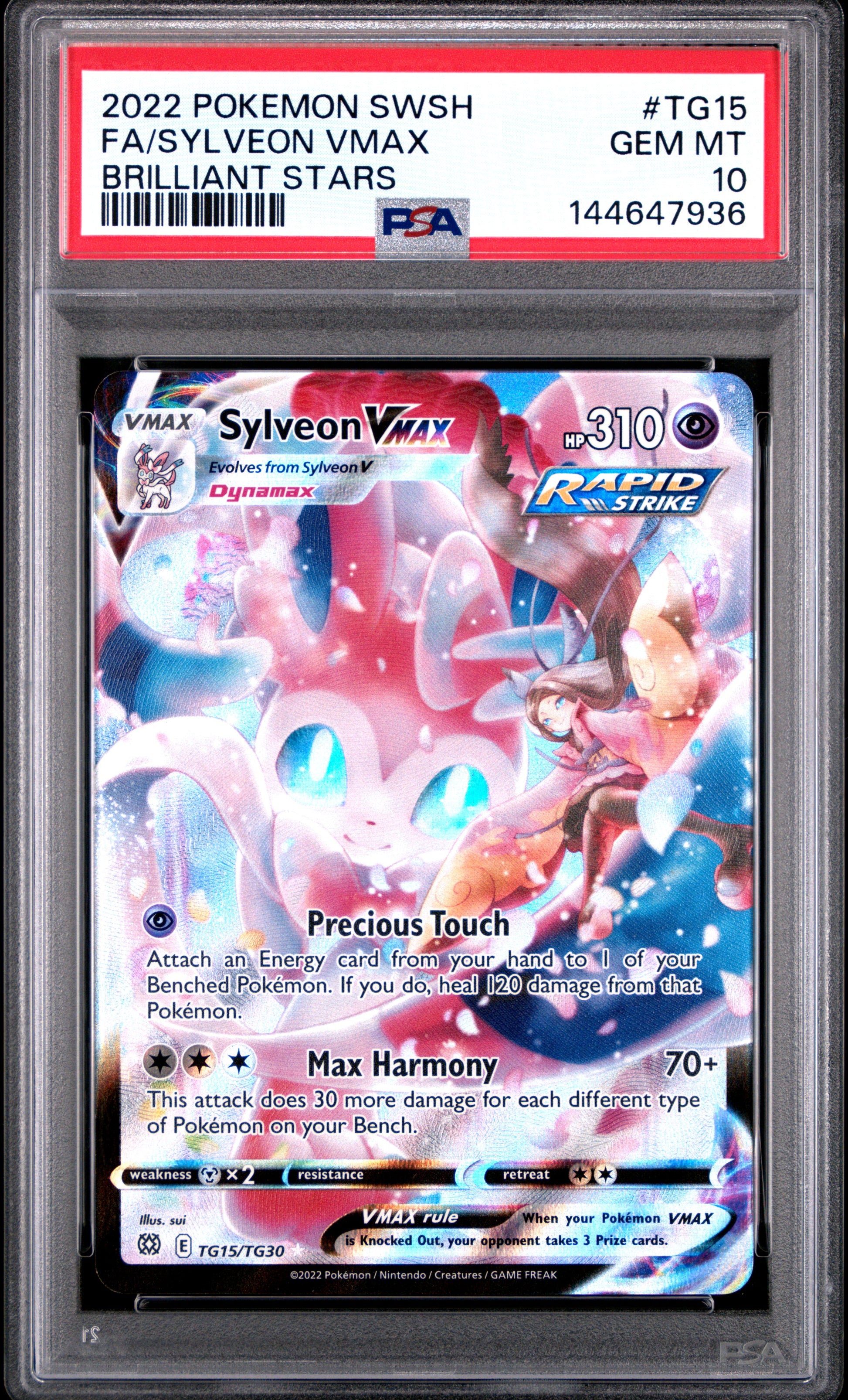 Sylveon Vmax TG15 PSA 10 voorkant