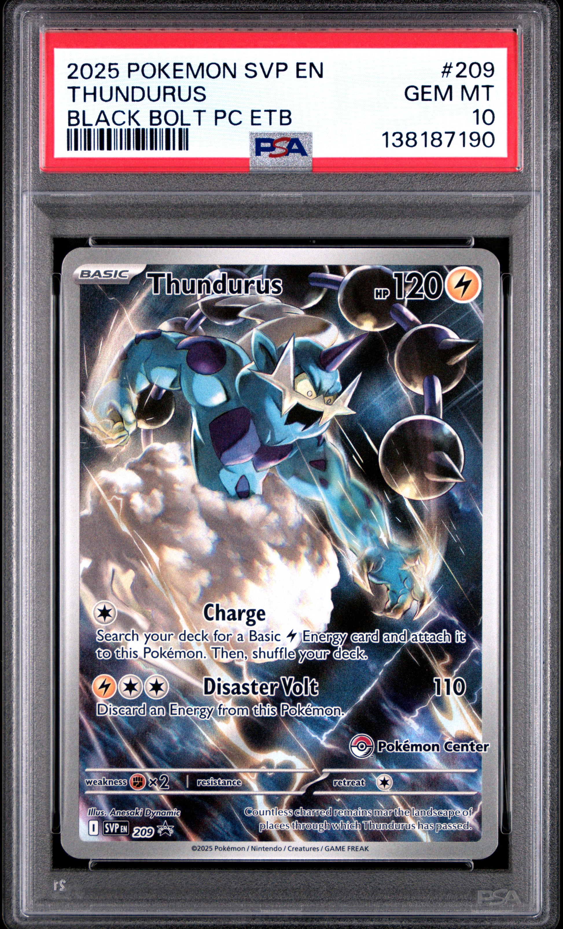 Thundurus Pokemon Center SVP209 PSA 10 voorkant